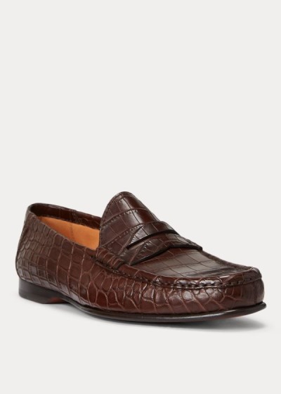 Mocasines Ralph Lauren Hombre Marrom Oscuro - Chalmers Crocodile - KUOBG5678